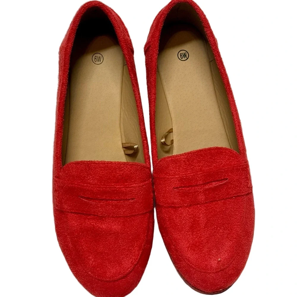 Elegant Red Women's Suede Loafers